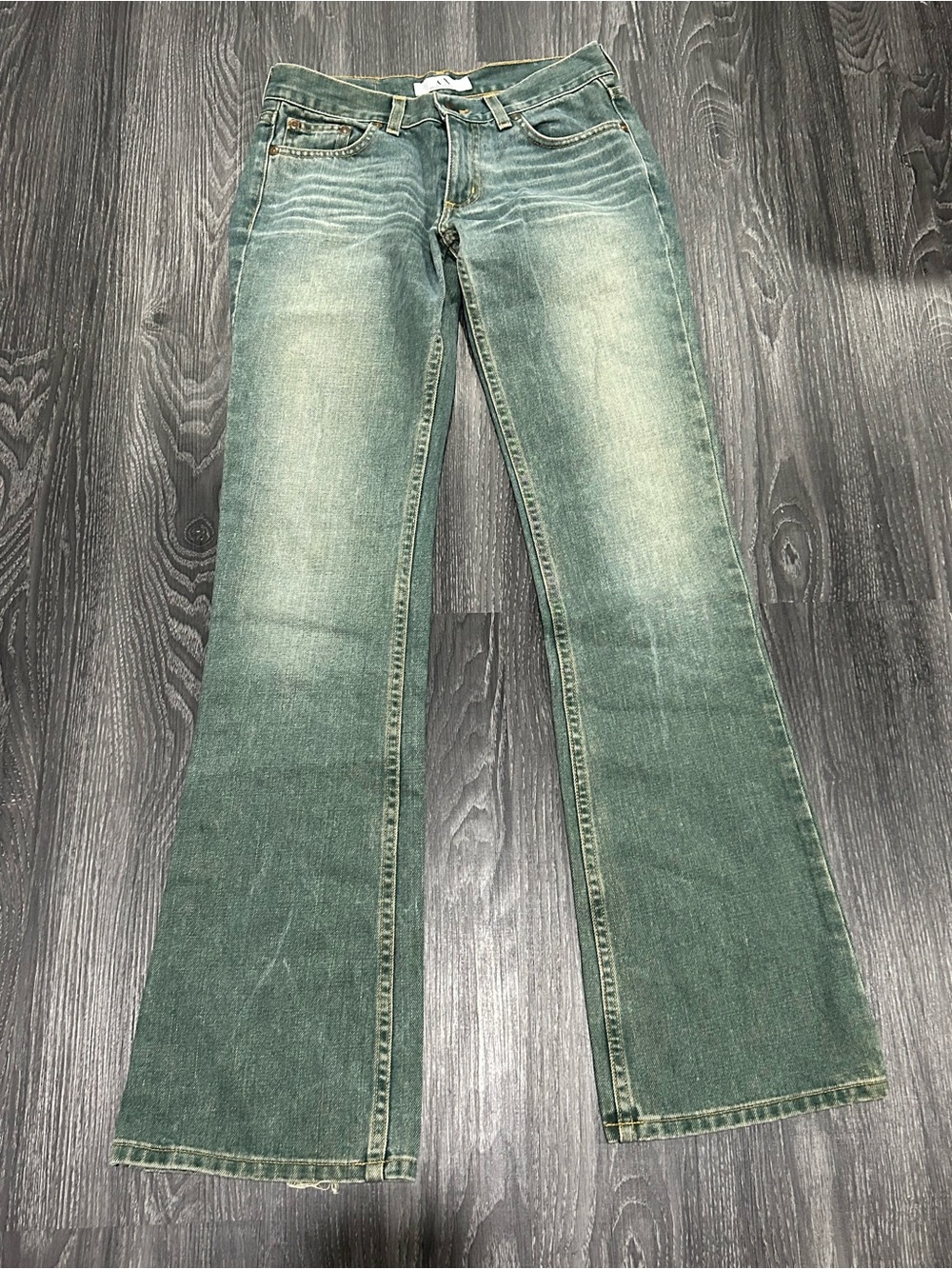 Armani Exchange Faded Green Flare Jeans